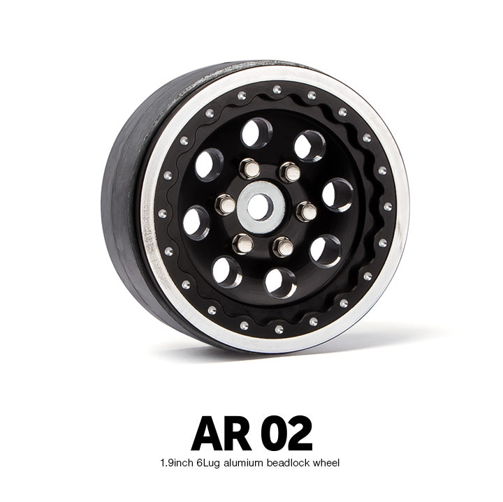 AR02 1.9 Inch 6 Lug Aluminum Beadlock Wheels (2)